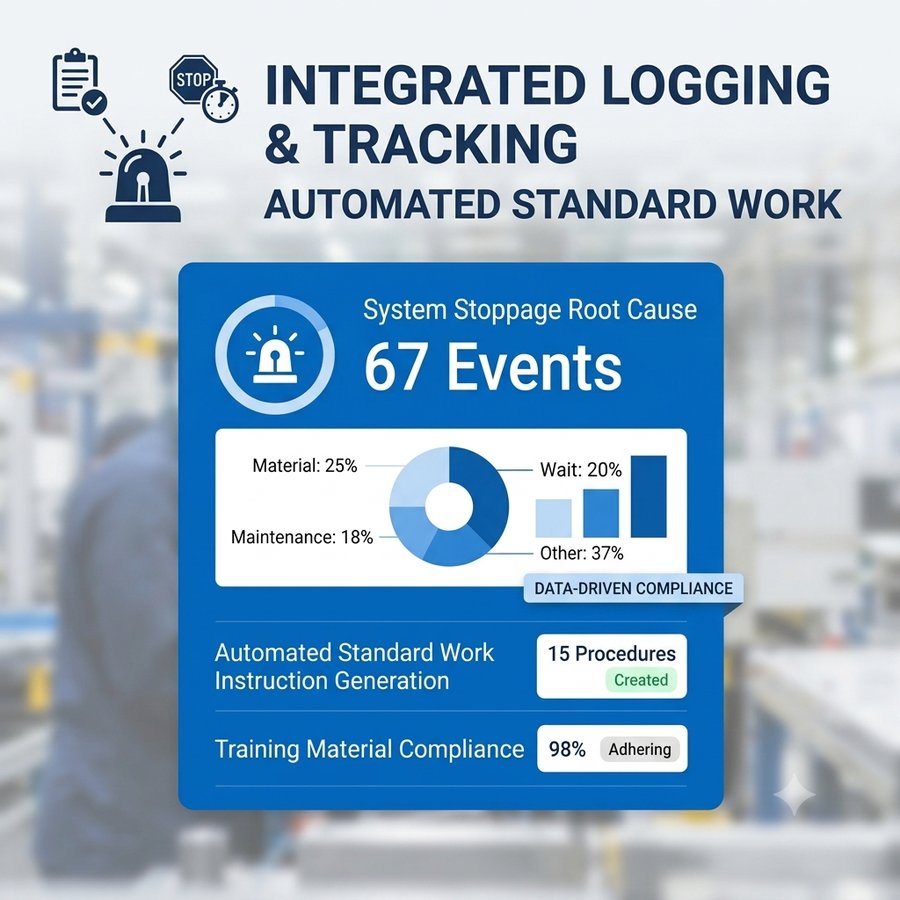 Automated stoppage logging dashboard with root-cause breakdown